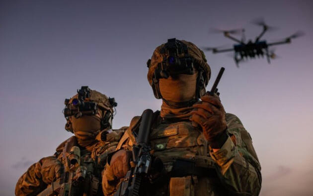Soldiers with drone